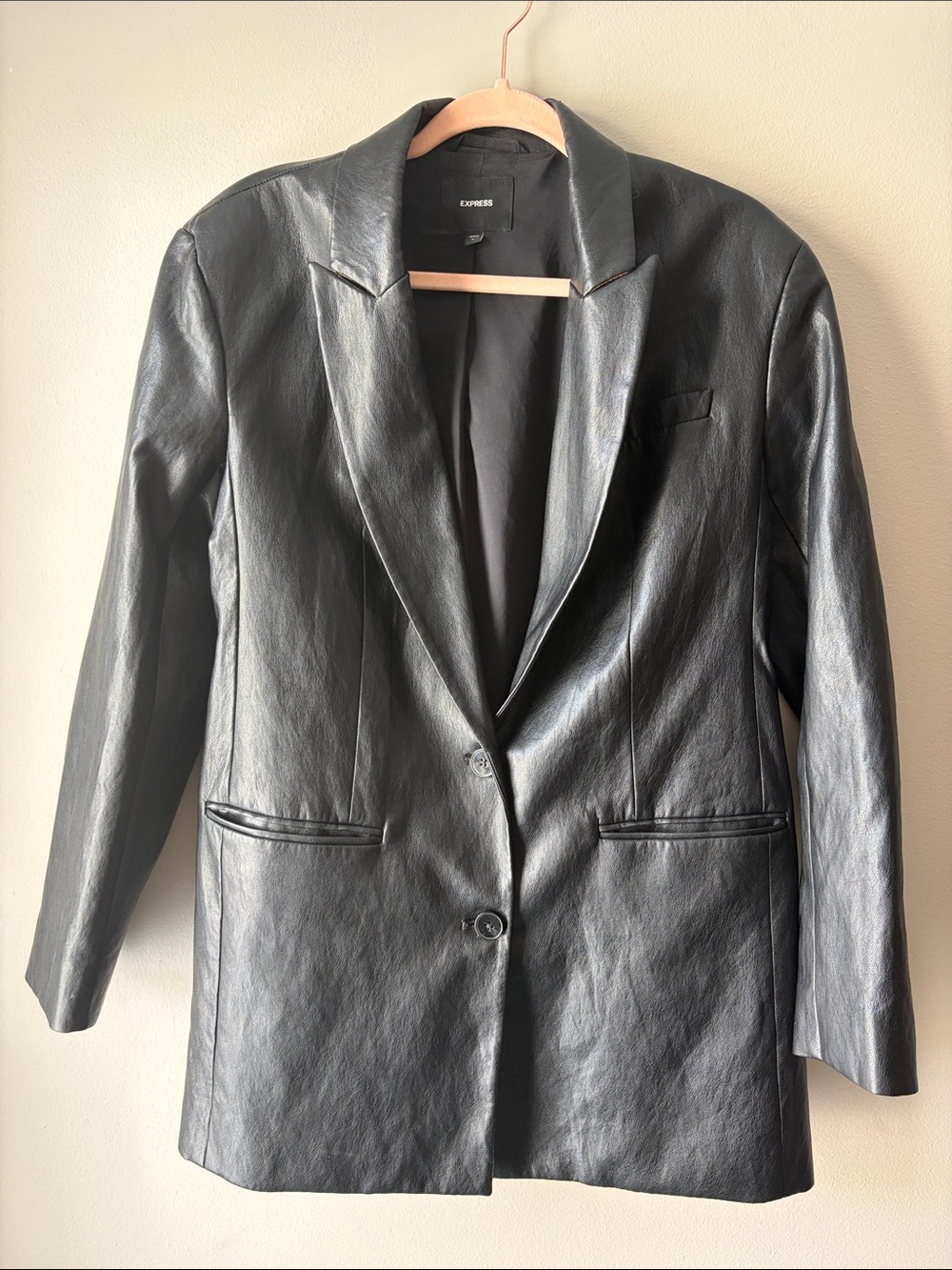 Express Black Faux Leather Blazer Jacket